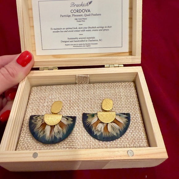 BRACKISH Cordova Drop Earrings - Ethically hand-crafted from feathers like new - Picture 8 of 9